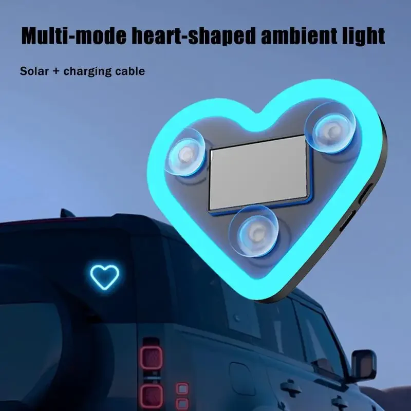 

Автомобильный светодиодный светильник для окна, светящийся атмосферный светильник, солнечный автомобильный внутренний неоновый свет в форме сердца, атмосферный свет, украшение