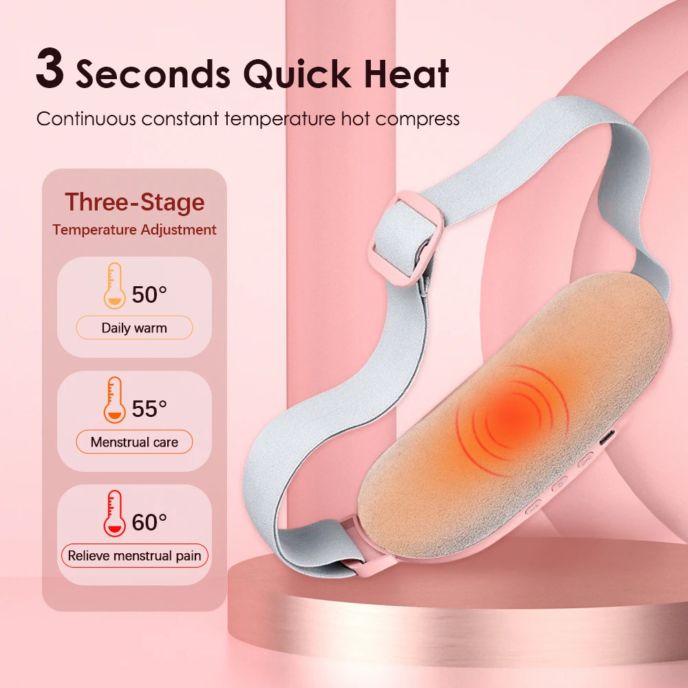 USB Uterine Warm Belt Pain Relief Menstrual Abdomen Stomach Back Waist Infrared Heating Hot Compress Vibration Massager Brace