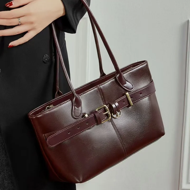 

Fashion New Arrival Genuine Leather Underarm Shoulder Bags For Women Luxury Designer Shopper Totes Basket Office Ladies Handbags