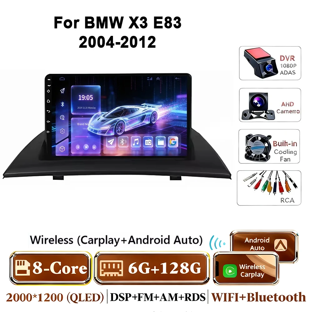 Android 17 autoradio voor BMW X3 E83 2004-2012 multimediaspeler GPS draadloze Carplay navigatiescherm monitor head unit stereo
