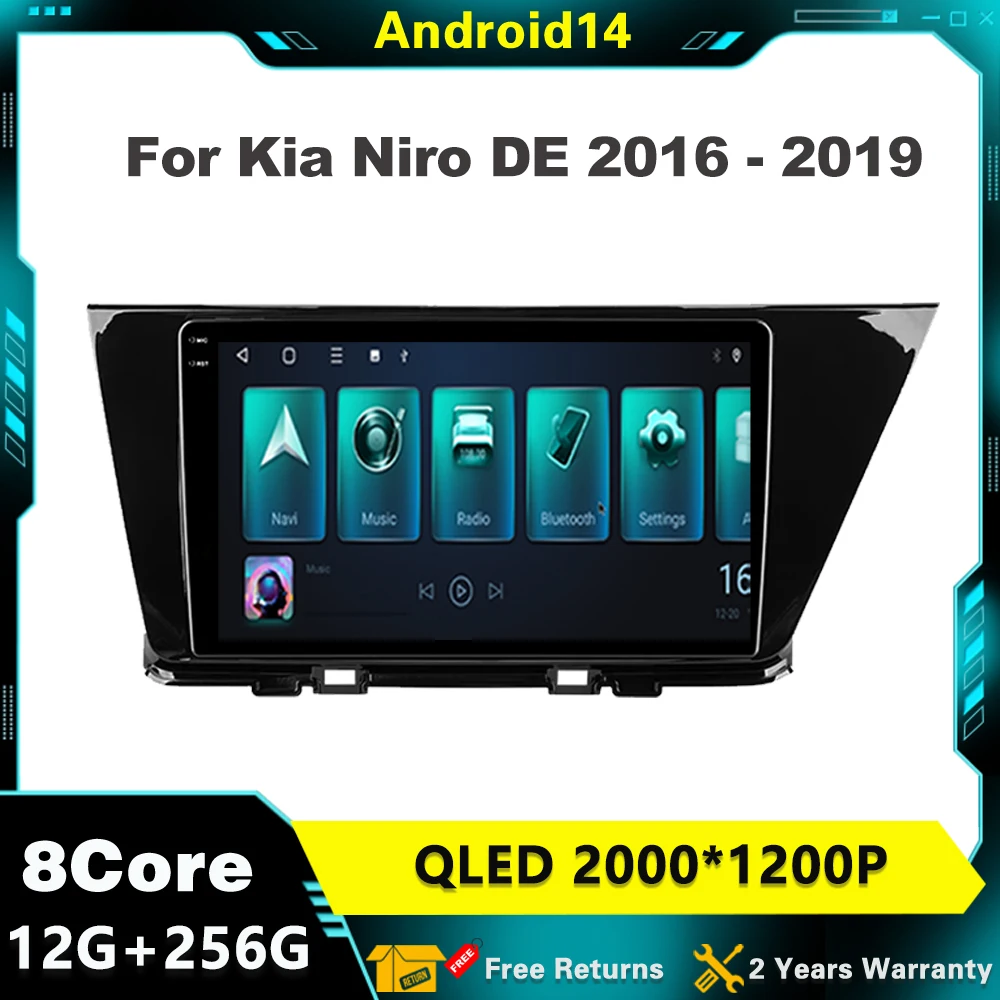 

For Kia Niro DE 2016 - 2019 Android 14 Car Radio Multimedia Video Player Navigation GPS WIFI Built-in Wireless Carplay 4G Stereo