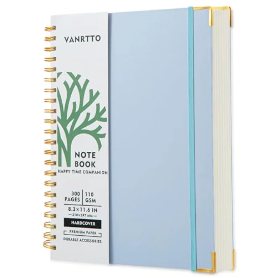 

Hardcover Spiral Notebook, Notebooks College Ruled, 110 GSM Thick Lined Paper Notebooks for Work, School and Travel, 300 Pages