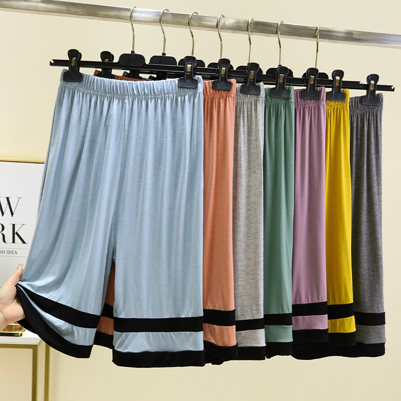 Loose Modal Ice Silk High Waist Casual Shorts Women Summer Thin Five-Point Pants Versatile Outerwear plus Size Sleepwear