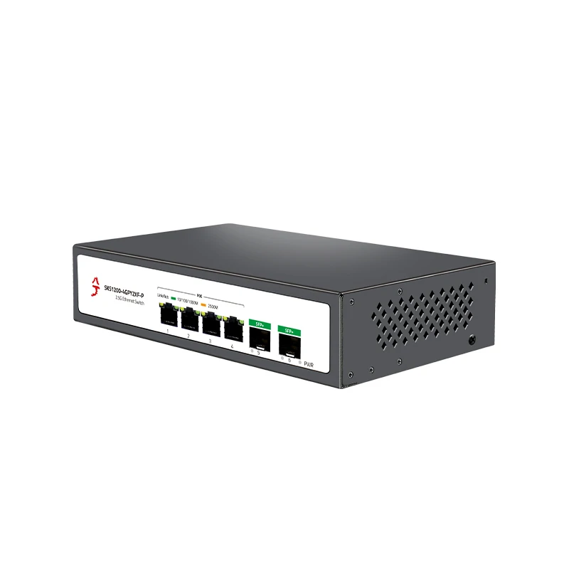 XikeStor 6-port Unmanaged POE Network Switch 2.5G 4 POE RJ45 Ports 2 10G SFP+ Slots Internally integrated high capacity cache