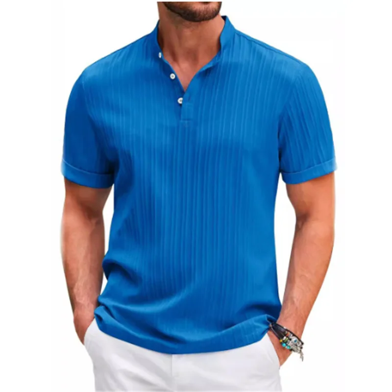 2025 Summer New Men's quick-drying Shirts Striped Jacquard Shirt Breathable Casual Comfortable Stylish Casual Short-Sleeved Top image 5