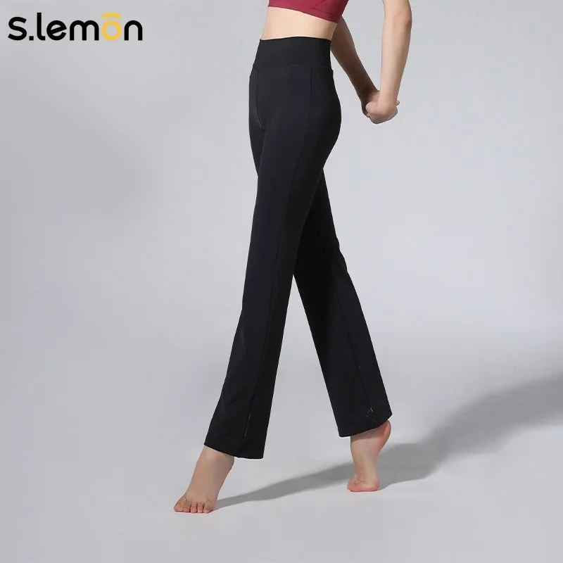 

S.lemon женские брюки для балета и танцев для взрослых, черные 9/10 микро-клеш с широкой талией, художественные экзаменационные брюки для гимнастики и фигурок