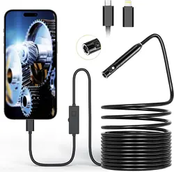 Endoscope Camera with Light, 1920P HD Borescope with 8 Adjustable LED Lights, Endoscope with 16.4ft Semi-Rigid Snake Camera, 7.9