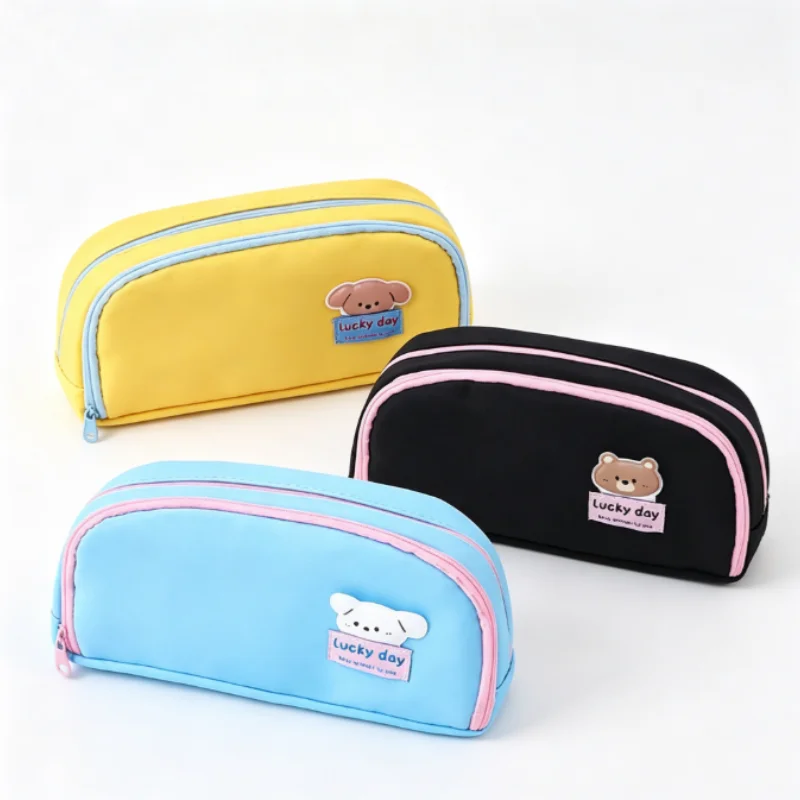 Cute Cartoon 3D Sticker Large Capacity Multi-Slot Pencil Case for Daily School Use Class Study Stationery Storage Pencil Eraser