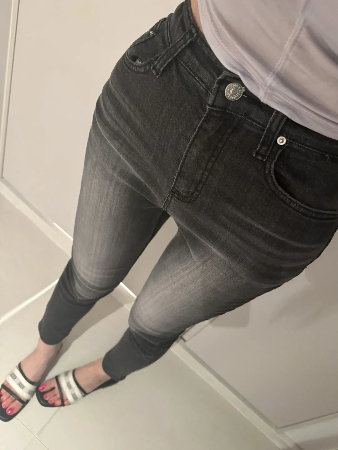 

High Waist Elastic Slimming Pencil Jeans Women's Nine Points Bodycon High Waist Cotton Stretch Denim Black Color Spring Autumn