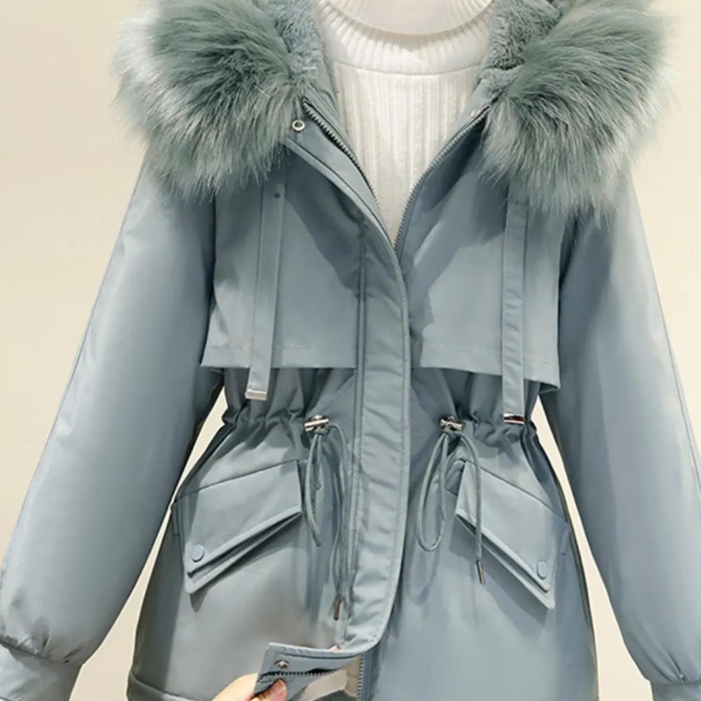 

Autumn Winter Jackets 2025 Fashion Nipped Waists Fleecing Long Sleeve V-Neck Daily Women's Jackets