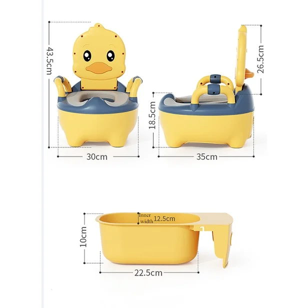 Asiento de inodoro portátil para niños, orinal para bebé, asiento de entrenamiento con respaldo y orinal antideslizante de dibujos animados, silla cómoda para niños pequeños