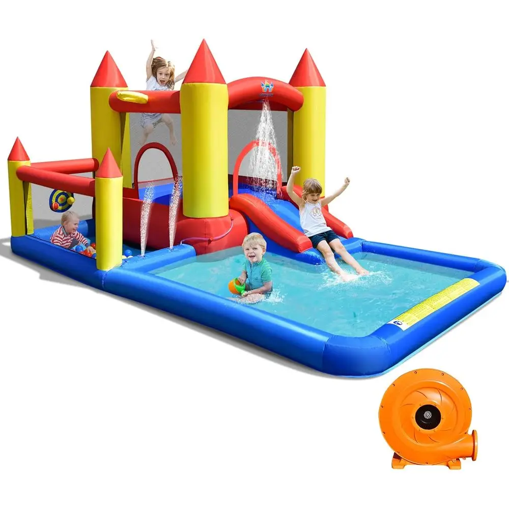 

Inflatable Water Slide Castle with 480W Blower - Ideal for Kids' Indoor & Outdoor Play