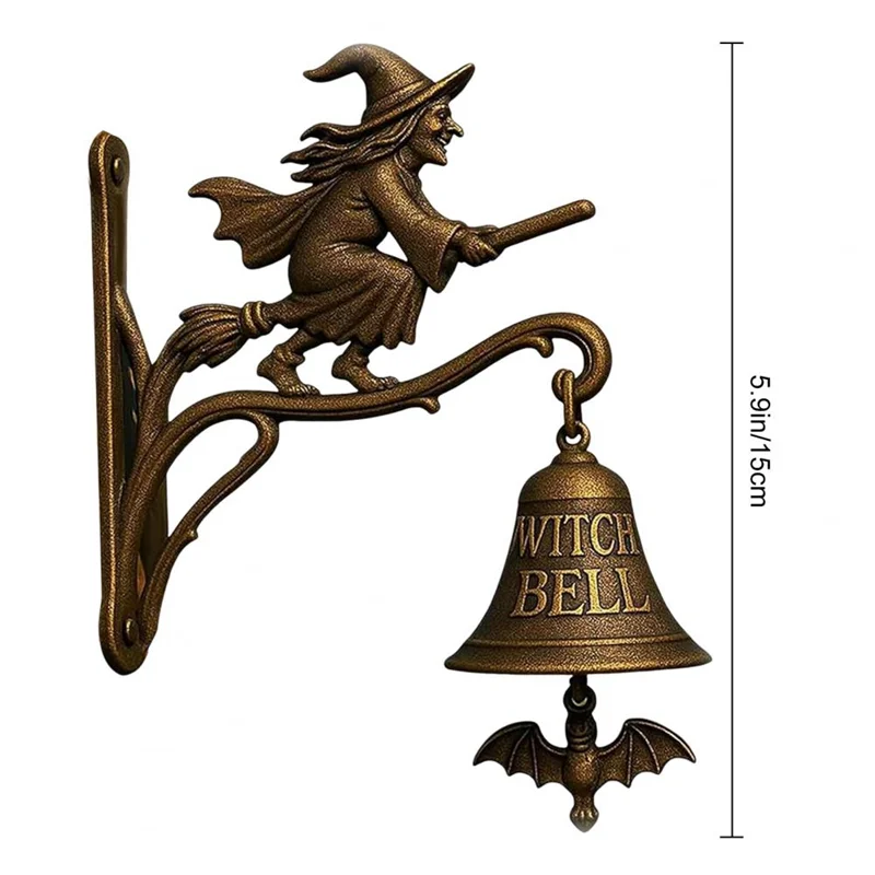 VOFUN-Welcome Doorbell Halloween Witch Bell Vintage Metal Home مدخل الباب جدار جبل مخيف ديكور جرس صاحب المتجر