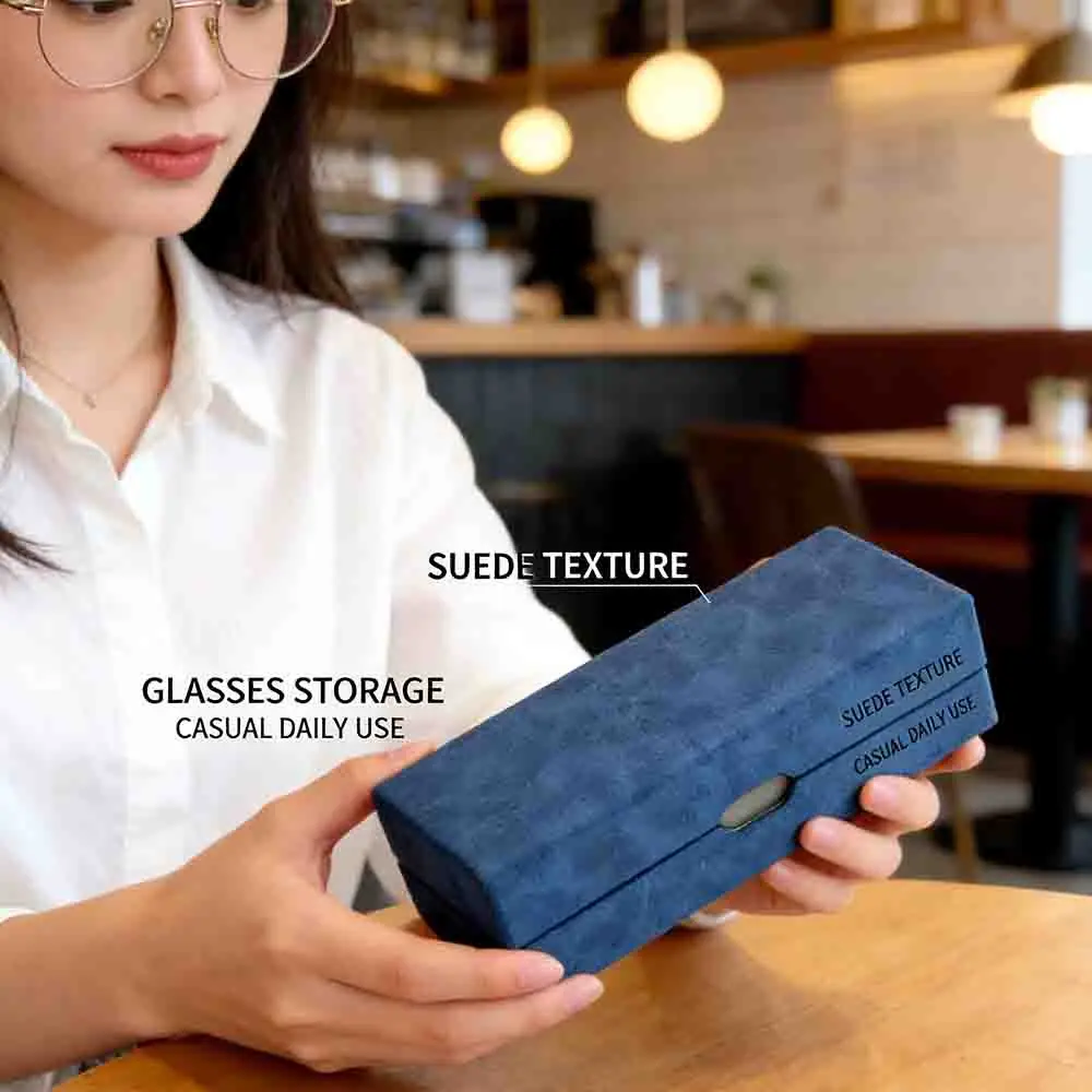 KLASSNUM Double Layer Glasses Case Portable Travel Storage Box Sleek Eyewear Organizer PU Leather Lining Protective Eyewear Case