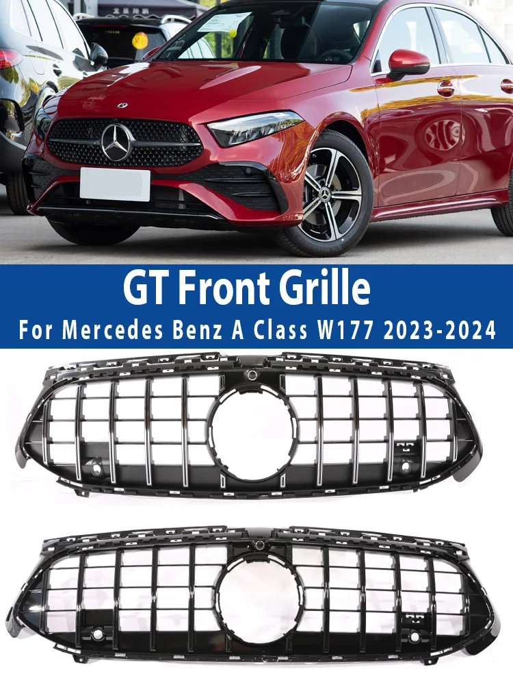 Zderzak przedni Racing Facelift GT Grille Panamericana Grill chłodnicy Dla Mercedes Benz A Class W177 2024+ A180 A200 A220 A250 A280