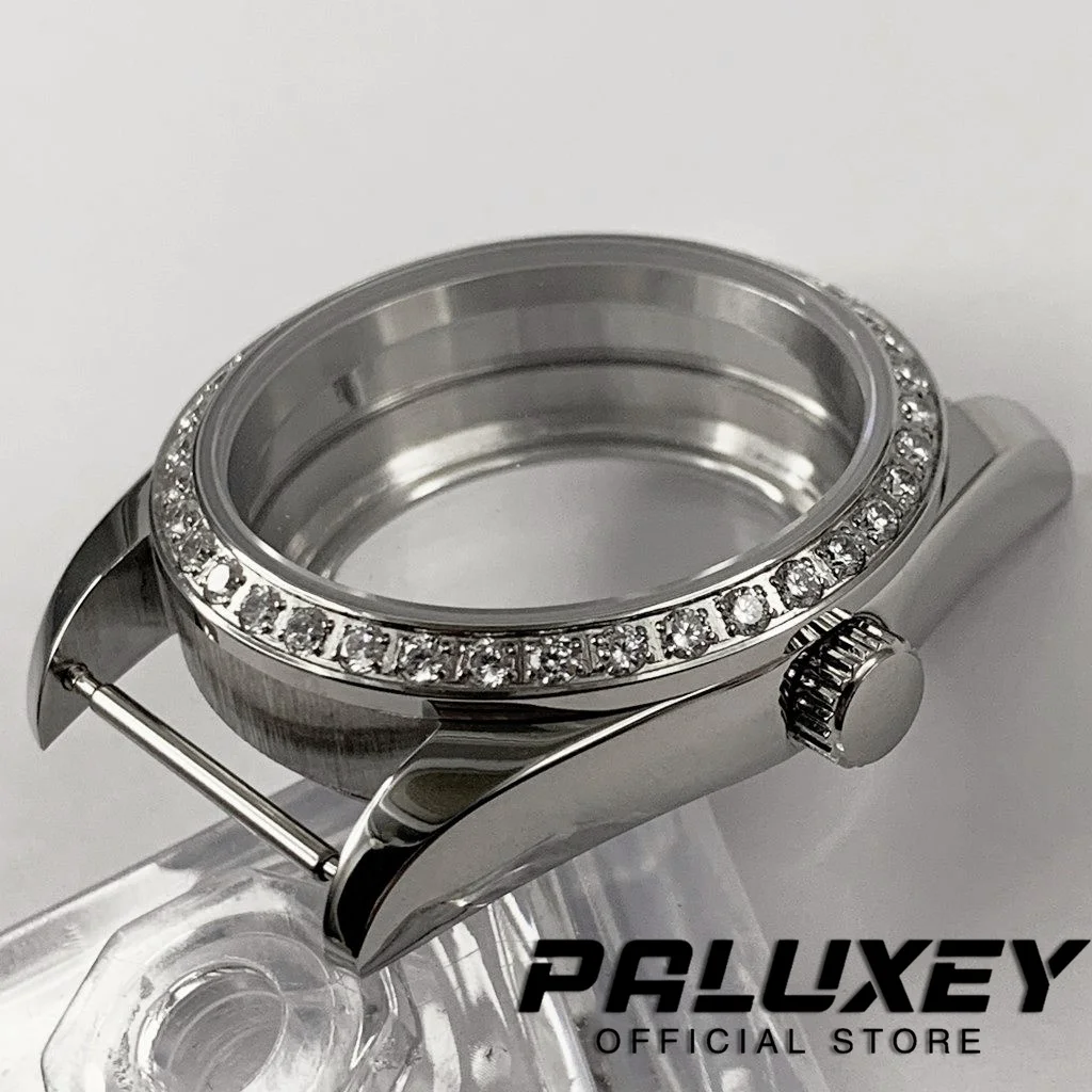 36MM Silver/Gold/Rose Gold Sapphire Crystal Case Diamond Watch Case Fit NH34 NH35 NH36 NH38 NH39 NH70 NH72 Movement