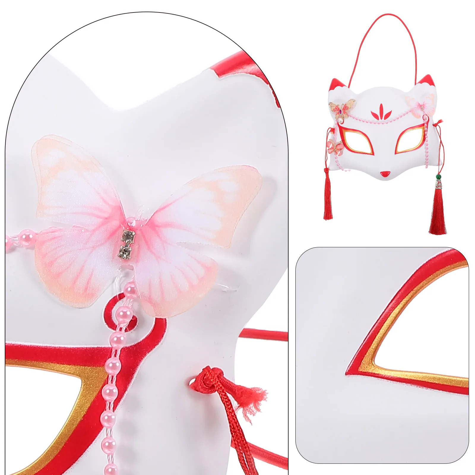 Fox Half Mask Lightweight Comfortable Masquerade Cosplay Decorative Prop Fits Most Faces Halloween Costumes