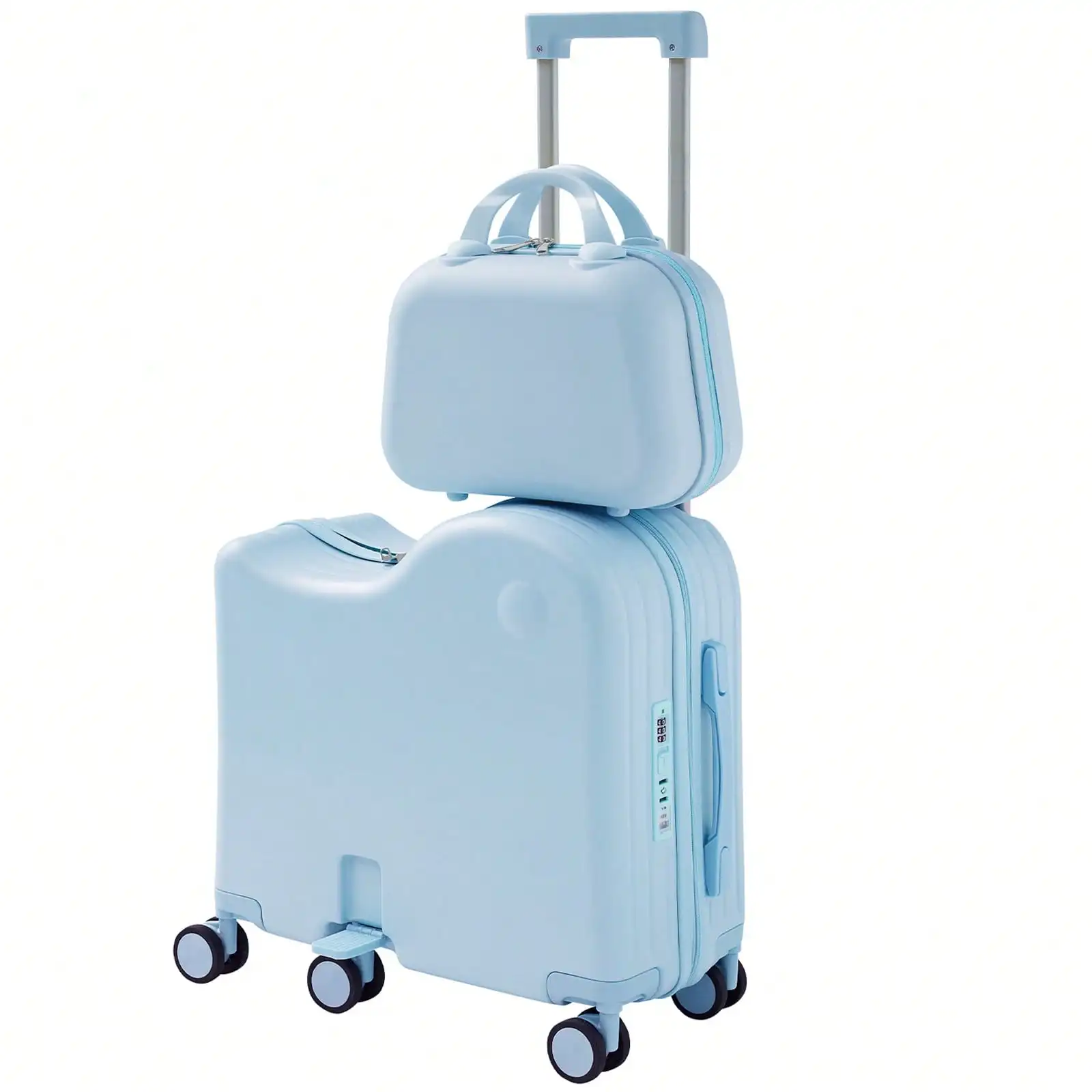 TABU Ride-On Luggage With Portable Bag, Hardshell Suitcase With 360° Universal Wheels, Type-C & USB Interface, Combination Lock And Durable Material