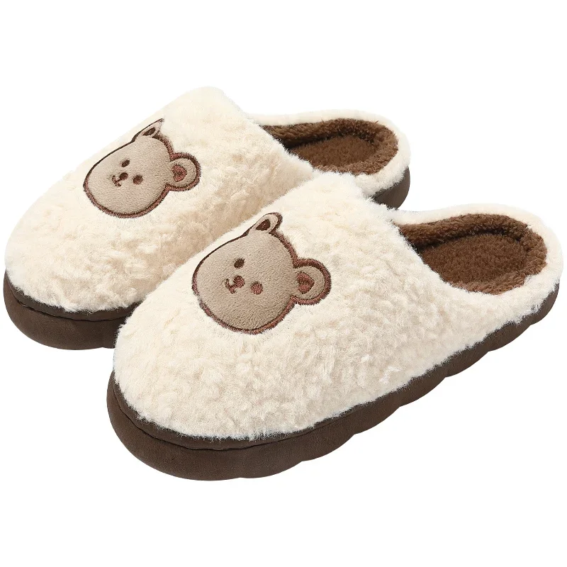 New Warm Men Home Slippers Women Soft Plush Comfort Anti-slip Slides Couples Indoor Furry Shoes Cartoon Bedroom Fluffy Flats