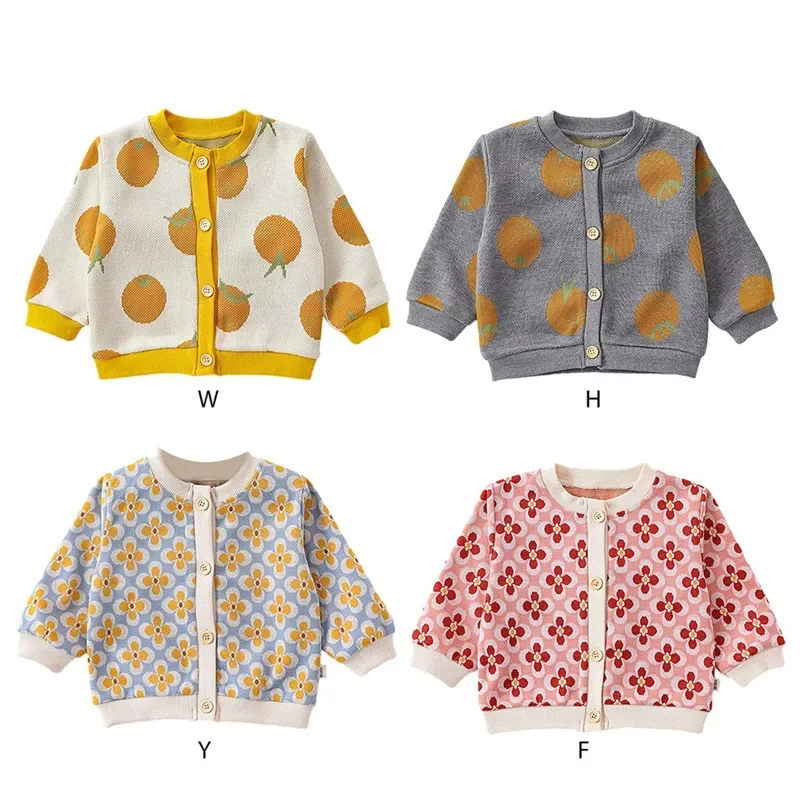 Pull en tricot à manches longues et col rond pour bébé garçon et fille, cardigan à motif mignon pour nouveau-né, vêtements de printemps et d'automne, haut de veste pour bébé, 0 à 3 ans