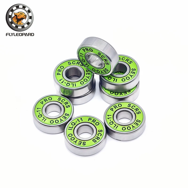 8 szt. Łożysk 608RS ILQ-11 8x22x7 mm Zielone Łożyska do Longboardu, Rolkówek, Hulajnogi, Gładkie Łożyska do Hulajnogi