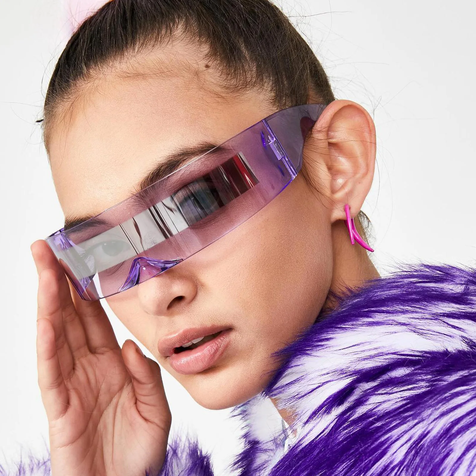 Futuristic Eyewear UV400 Protection Sunglasses for Party Stage Performance Frameless PC Frame Cycling Driving Gear Durable