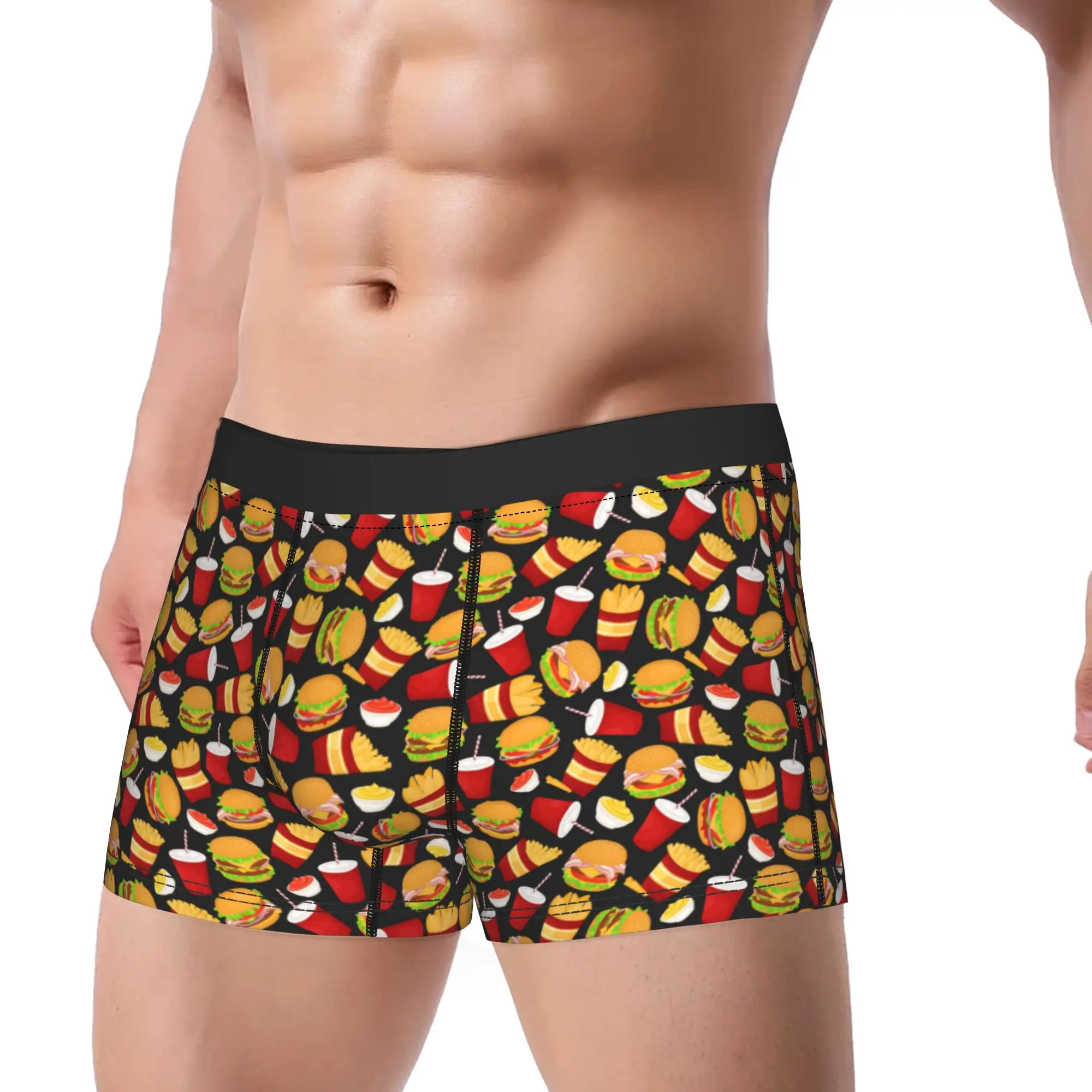 cute kawaii fast food meal Underwear  Custom DIY Trunk Hot Sale Men Panties Elastic Boxer Brief Birthday Present