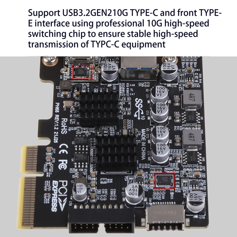 Imagem -05 - Placa Adaptadora Pcie para Usb 3.2 Gen 10gbps Portas Pci para Placa de Expansão Express Hub Usb Interno Pci-e Cartões de Complemento Rise