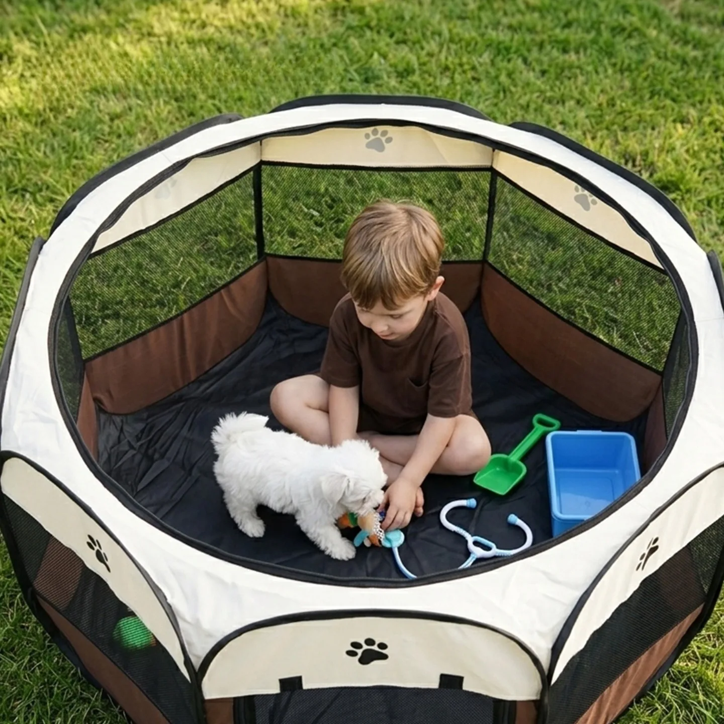Portable Foldable Pet Tent Kennel Octagonal Fence Puppy Shelter Easy To Use Outdoor Easy Operation Large Dog Cages Cat Fences