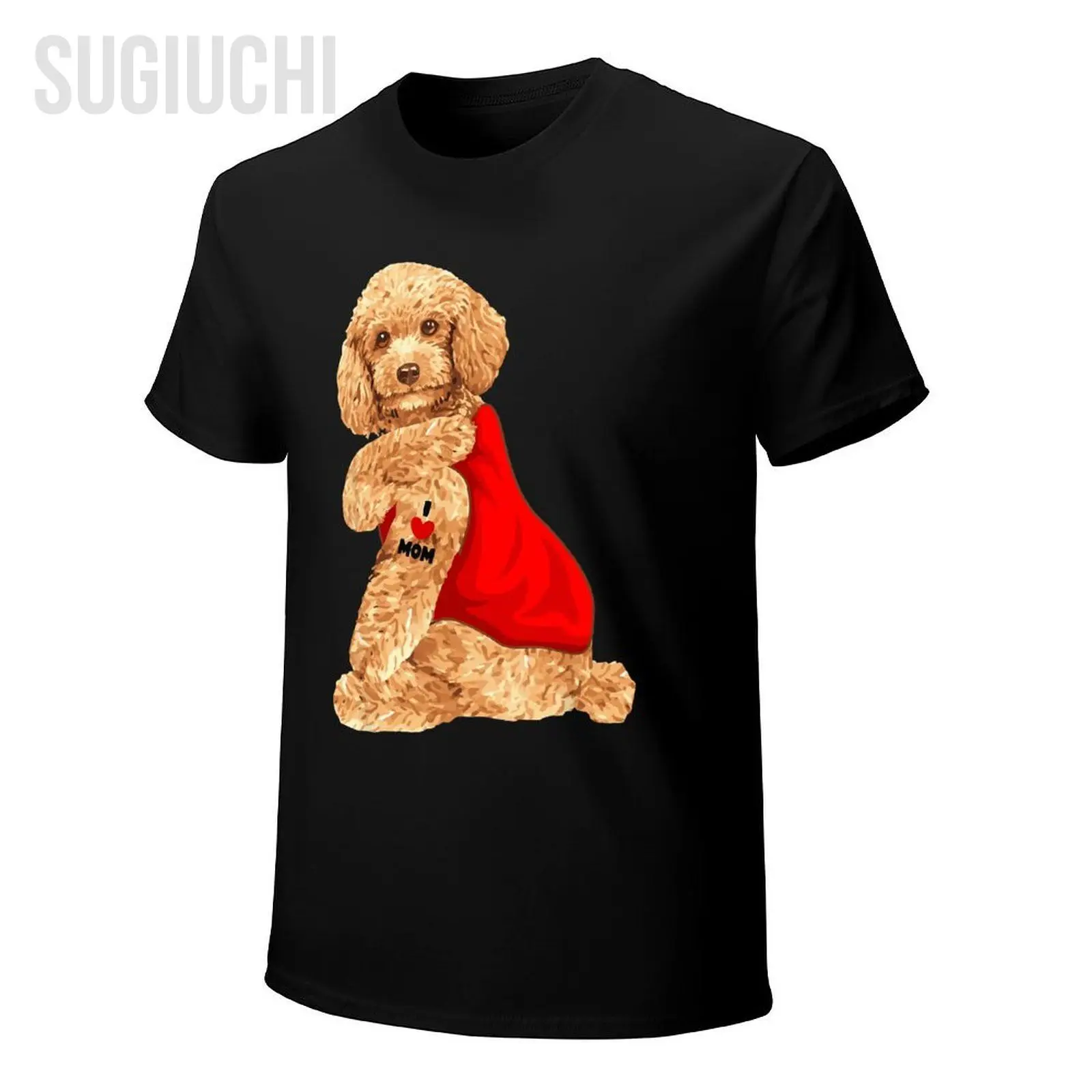Unisex Men Poodle Dog I Love Mom Tattoo Lover Tshirt Tees T Shirts Women Boys 100% Cotton T-Shirt view 4