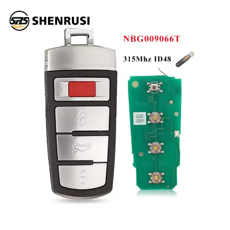 

SHENRUSI Smart Remote Car Key Fob 4 Buttons 315MHz ID48 for VW Volkswagen Passat 2006-2013 CC 2009-2015 FCCID NBG009066T