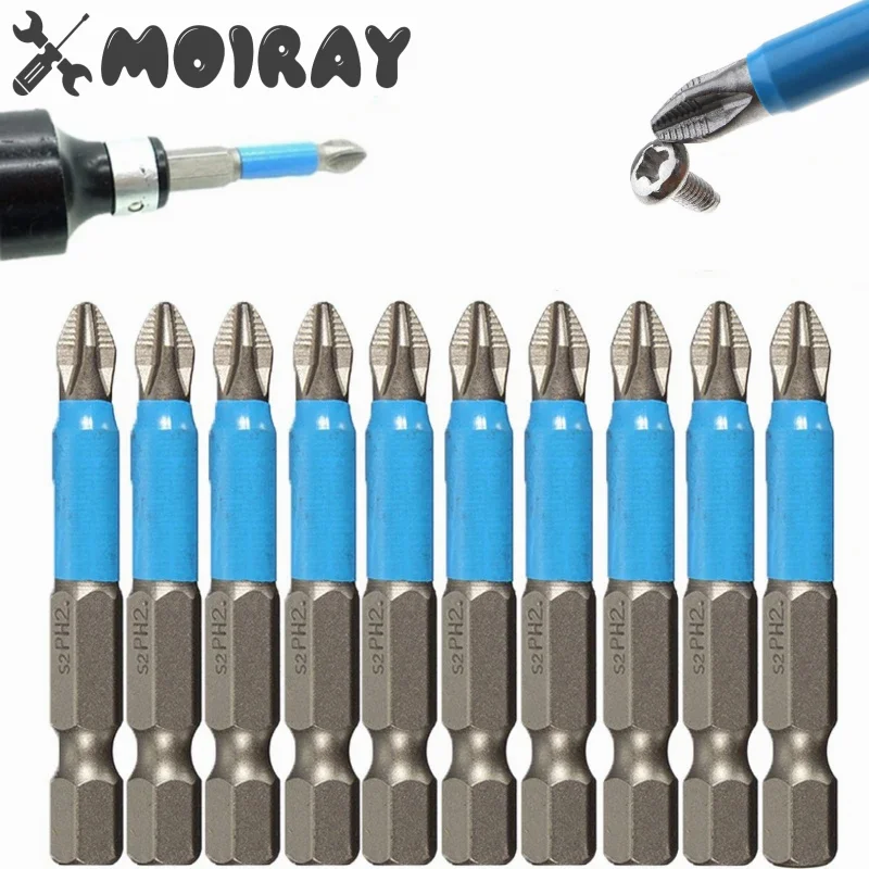 PH2 Cross Drill Bit Head Screwdriver Bits Hand Tools Anti Slip Electric Hex Shank Magnetic Screwdriver Drill Bit 25/50/65/70mm