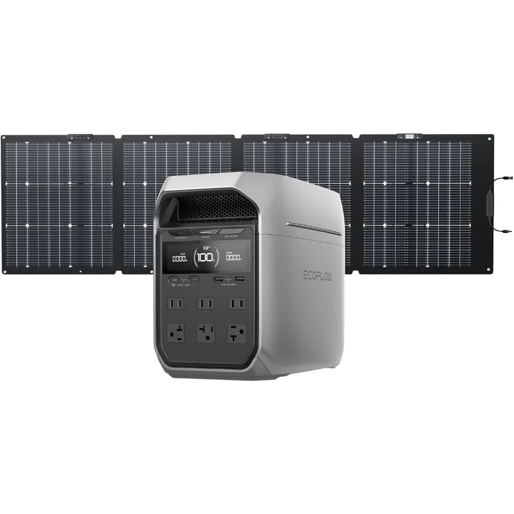 

Solar Generator DELTA 3 Plus with 220W Bifacial Solar Panel (2024 New), 1000W Solar Input, LFP(LiFePO4) Battery, Portable Power