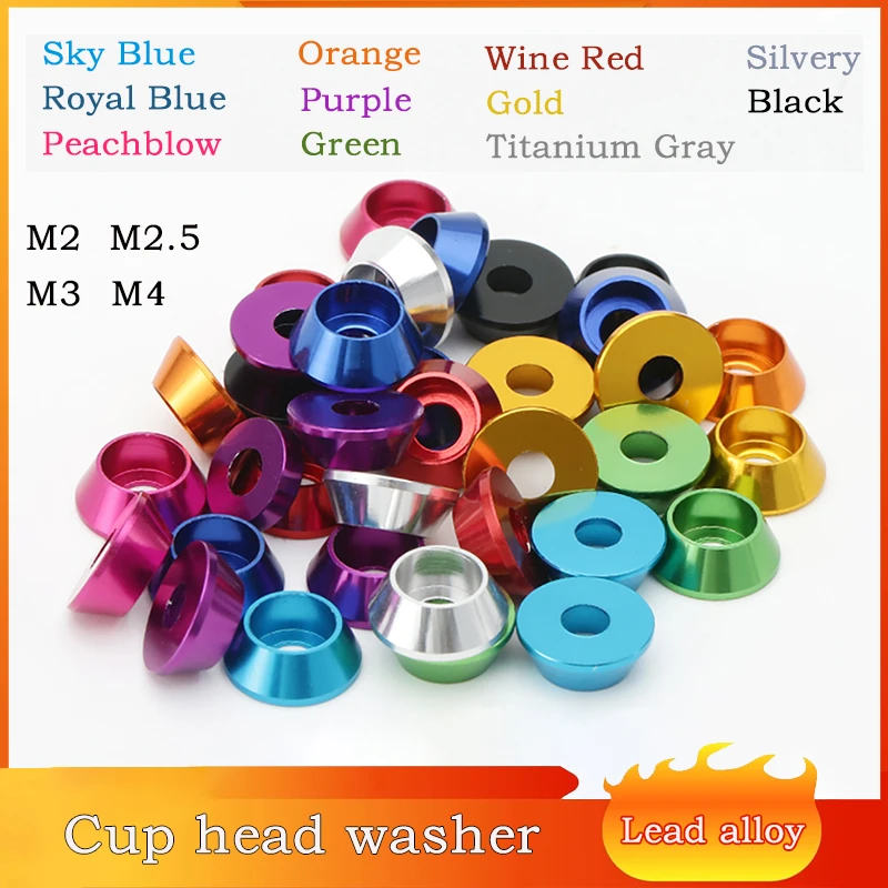 5pcs M2 M2.5 M3 M4 Aluminum Alloy Countersunk Flat Head Washer  Multi-Color Aluminum Washer for Hex Socket Cap Head Screw