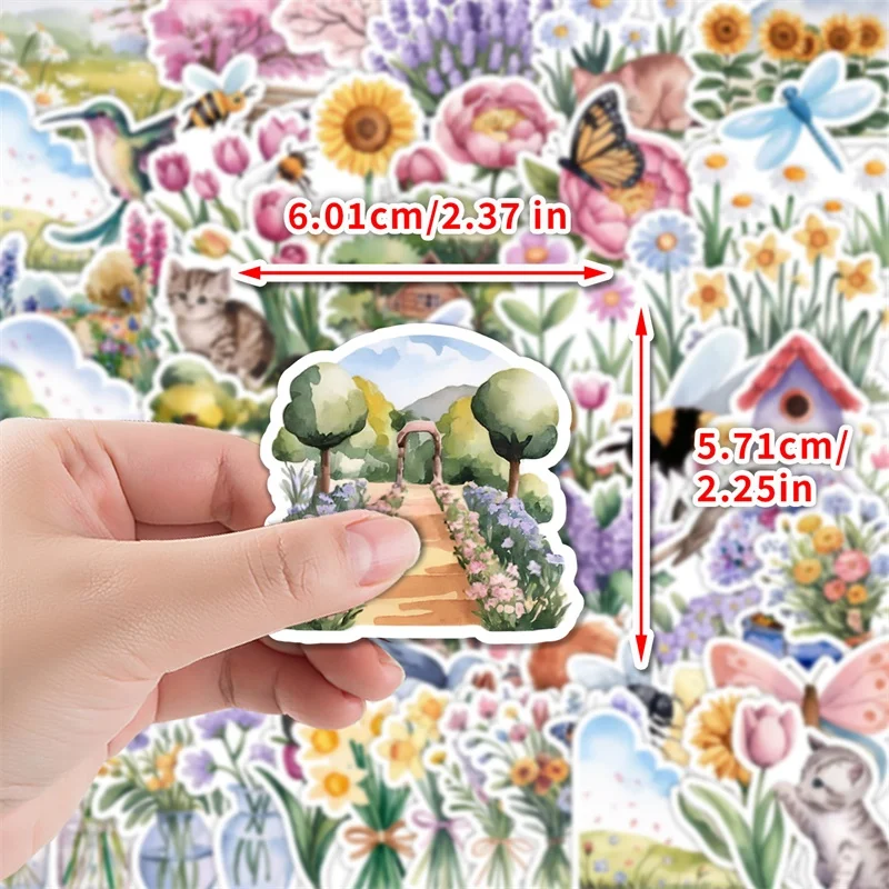 10/30/50PCS Kawaii Spring Flowers Sticky PVC Sticker Aesthetic Decoration Scrapbooking DIY Hand Accounting Stationery Supplies