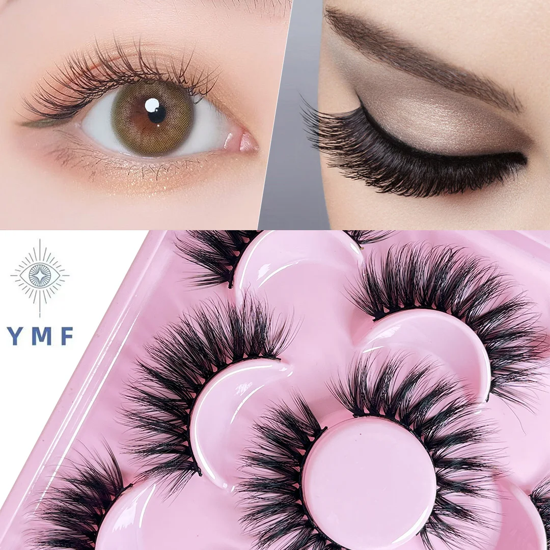 Großhandel 5 Paare natürliche gefälschte Wimpern weiche lockige Schönheits werkzeuge Faux Cils flauschiges Make-up 5d Faser falsche Wimpern