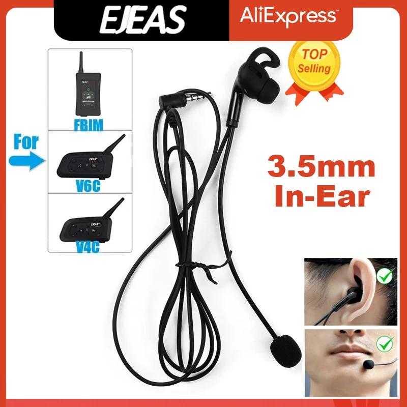 EJEAS FBIM auricolare arbitro vivavoce interfaccia spina Audio da 3.5mm per V6C PRO V4C PLUS mezzo casco auricolare sinistro/destro