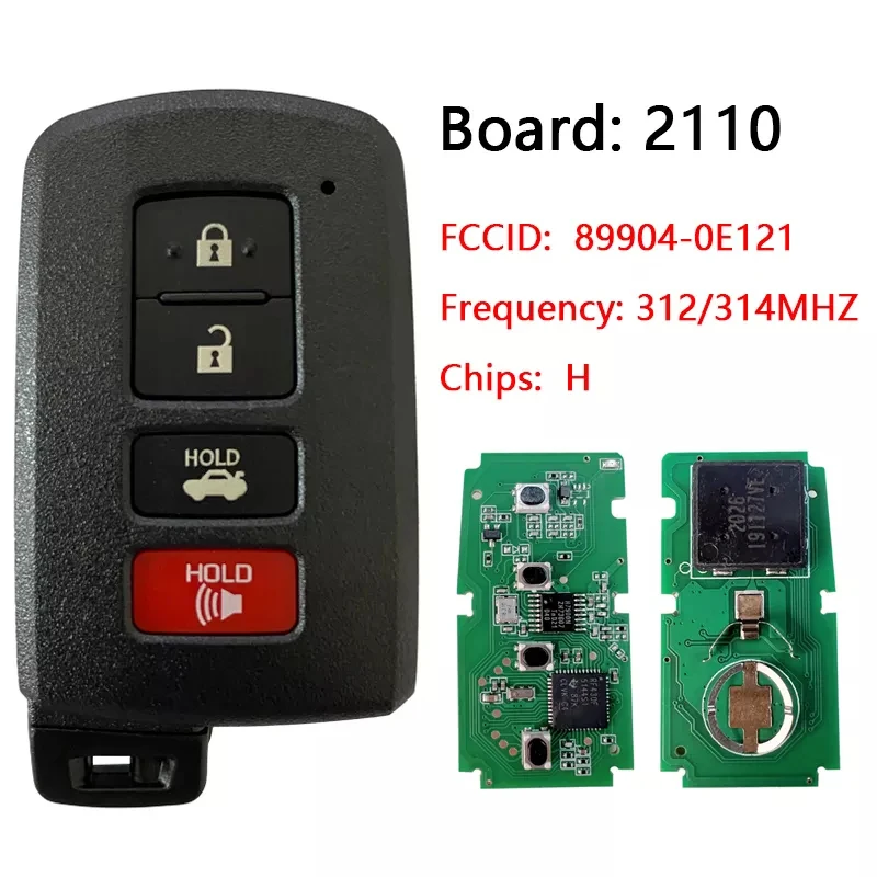 

CN007146 Aftermarket Smart Key For Toyota Highlander 2014-2019 4 Button Remote 312mhz PN 89904-0E121 HYQ14FBA (AG Board)