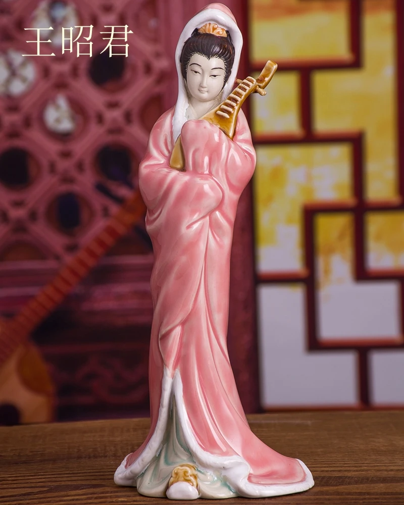 Shiwan ceramic figure sculpture courtyard study with classical lady ornaments Chinese style four beautiful women Xi Shi