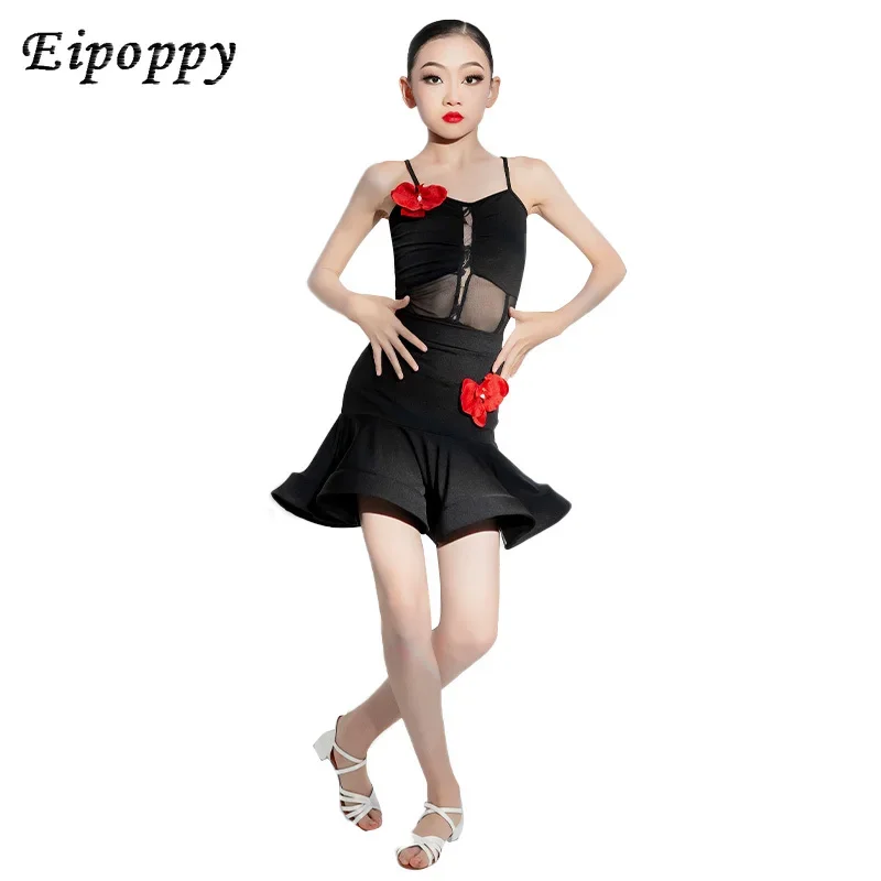 

Summer Latin Dance Clothing Girls' Performance Practice Clothing Children's Latin Dance Sling Latin Dance Practice Clothing