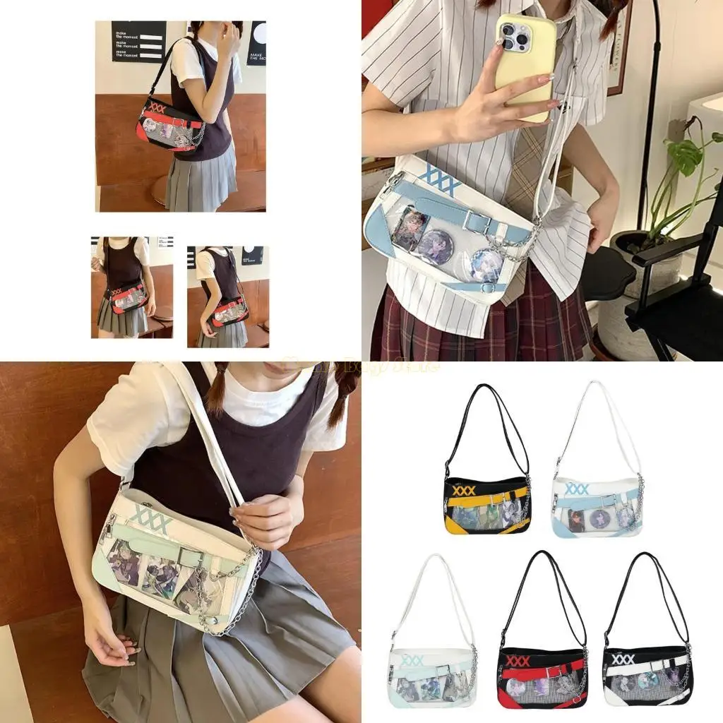 

X90D Trendy Ita Bag for Women Badge Display Crossbody Bag PU Leather Shoulder Bag for Ladies and Fashion Enthusiasts
