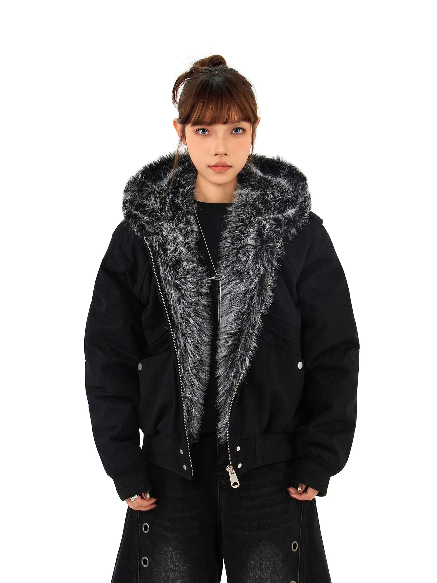 

Утепленная хлопковая куртка Hygge Chen в американском стиле с меховым воротником, винтажное пальто свободного кроя в уличном стиле, с длинными рукавами