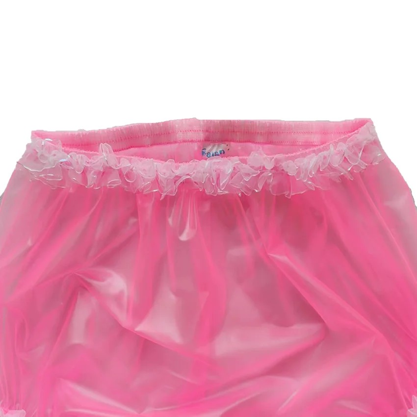 LangKee Haian PVC Adult Baby Lace Panties Plastic pants Color Pink