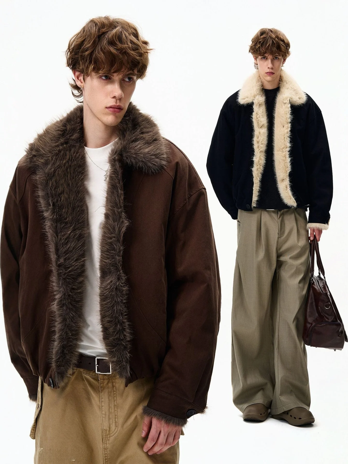 

Ретро-куртка в американском стиле из утолщенного хлопка с меховым воротником для мужчин и женщин, зимнее теплое деконструированное пальто, парная хлопковая верхняя одежда