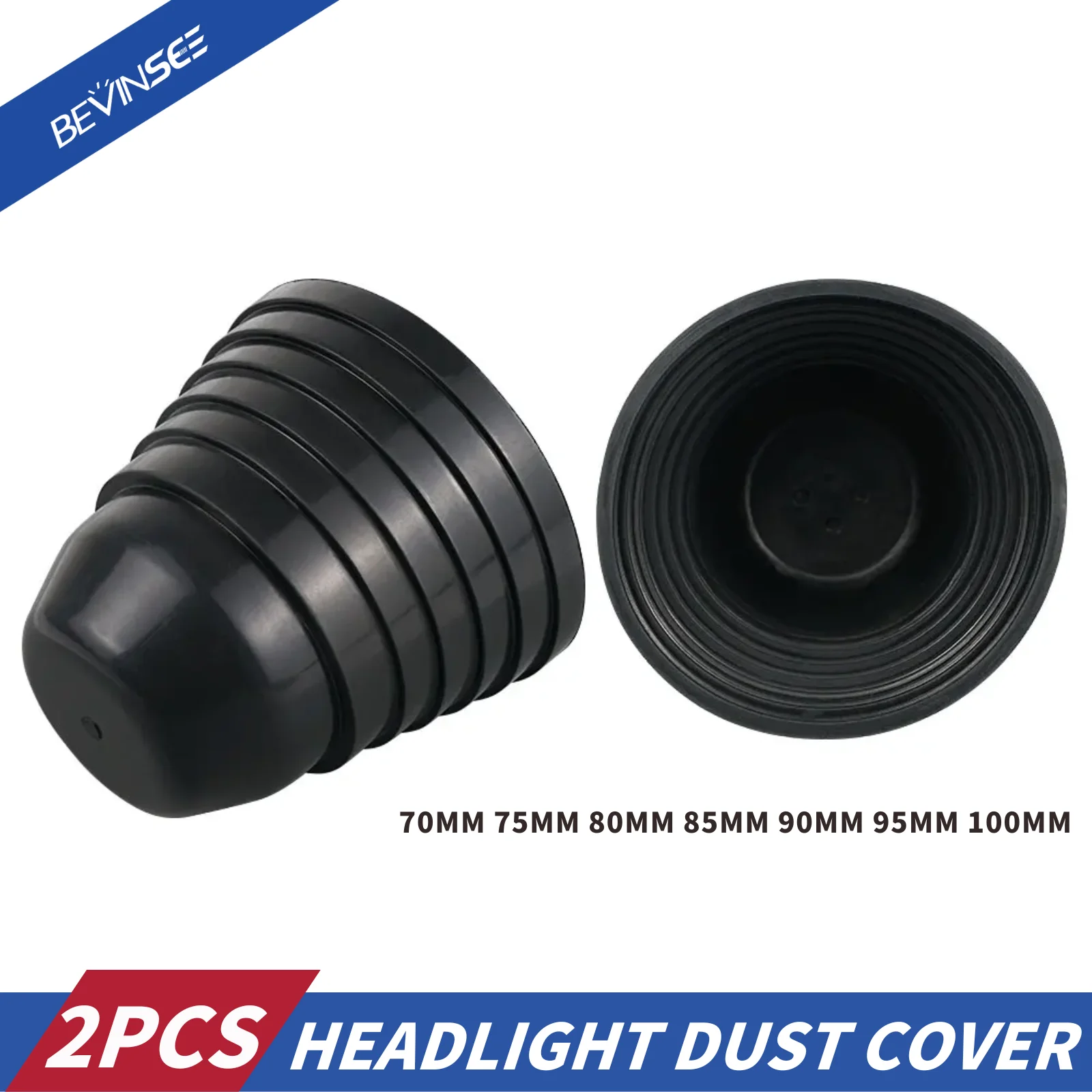 2pcs Silicone Headlight Dust Cover Headlamp Cap Customizable Anti-aging Anti-corrosion 70-100mm Dust Cover