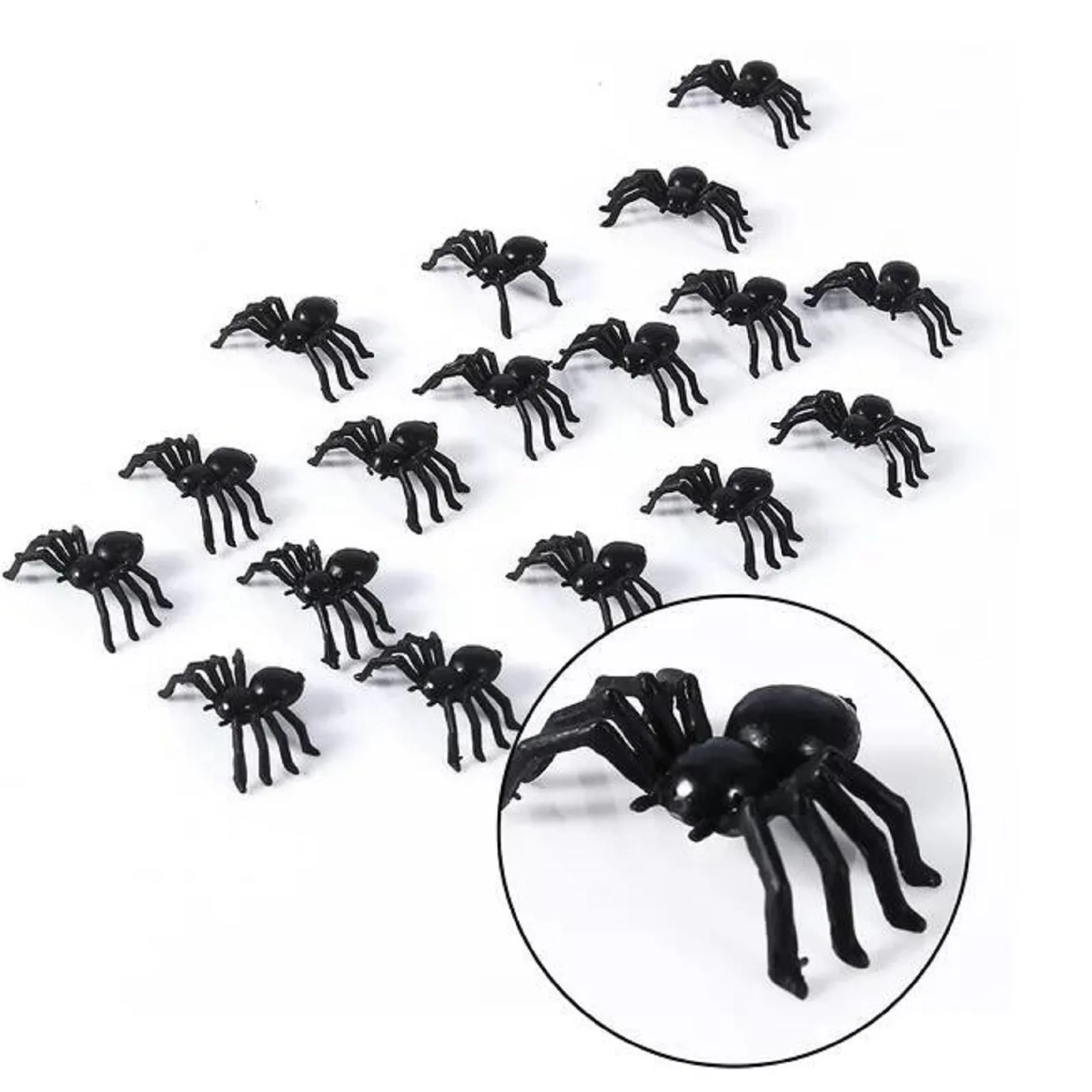 50pcs Simulated Spider Plastic Mini Ornament Halloween Ghost House Terrifying Environment Decoration Thrilling Accessories