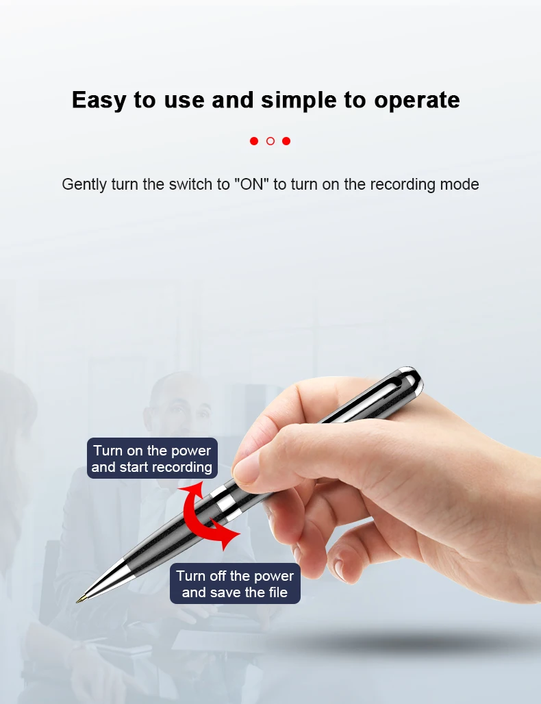 versteckt Spion Mini Voice Recorder Stift Digitale Aufnahme Hören Gerät Sound Professionelle Diktiergerät Audio Micro Kleine MP3 Player Silber – Detail 2