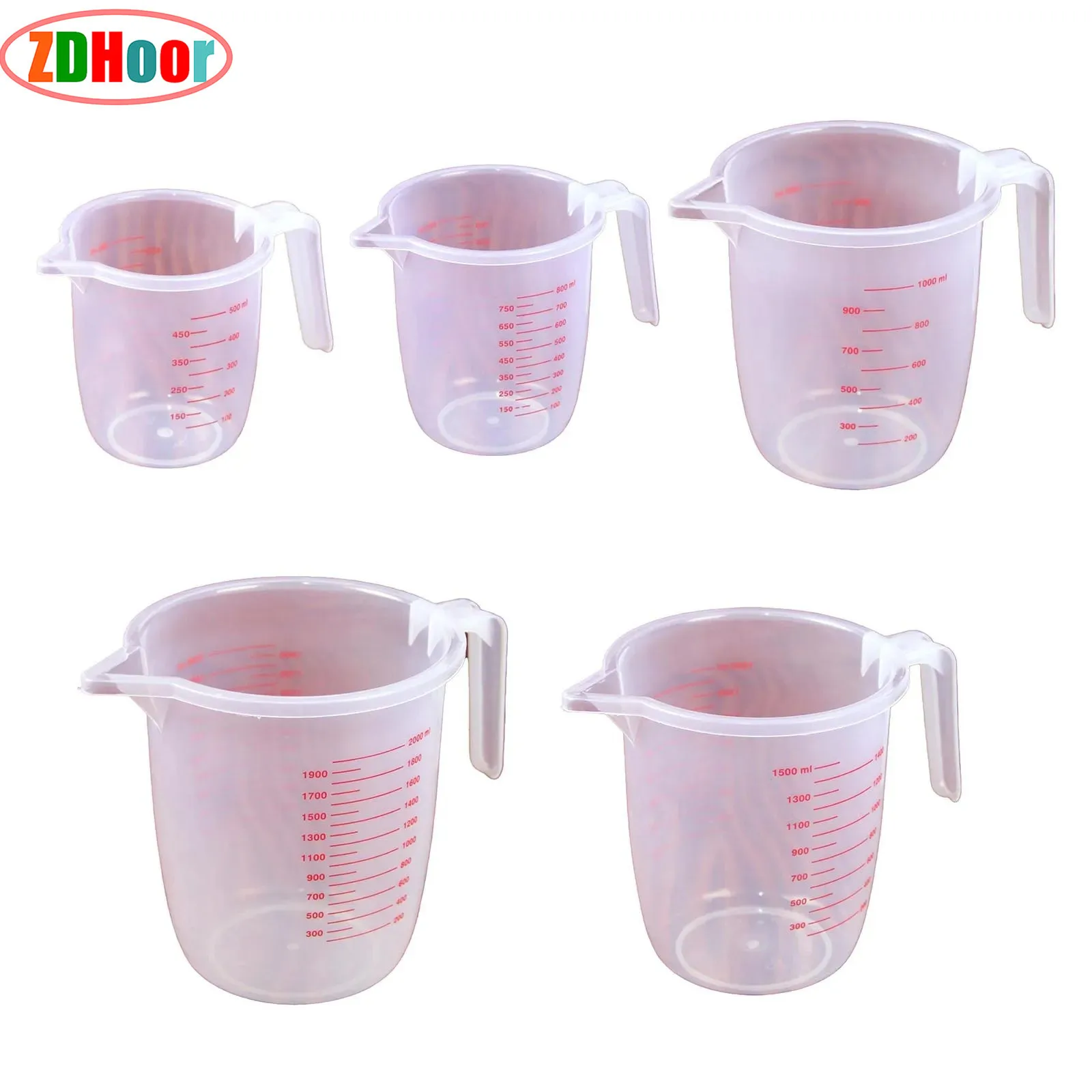 

PP Plastic Measuring Cup Thick Graduated Liquid And Dry Container Measuring with Handle And Spout for Laboratory Baking