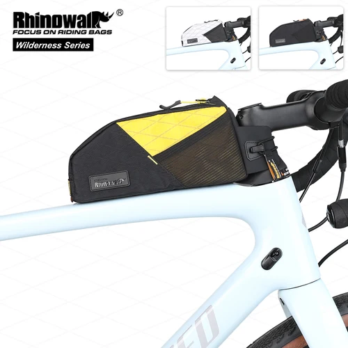 Rhinowalk-bolsa de tubo superior para bicicleta, fijación de tornillo o correa resistente al agua para bicicleta de montaña y de carretera, no se toca la pierna con correa de fijación para teléfono