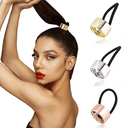 Lazos de Metal góticos Punk para el cabello para mujeres y niñas, pinzas elásticas para el cabello, tocado de cola de caballo alta, banda para el cabello, accesorios para el cabello